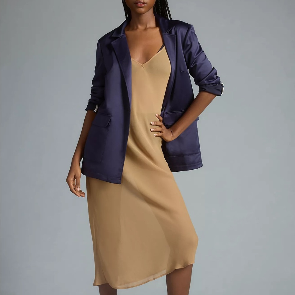 Anthropologie Porridge Satin Blazer